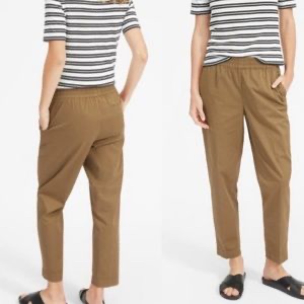 Everlane flat front easy pant chino taupe brown size 6 small pre-owned